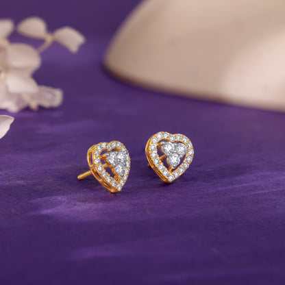 Gold Heartlet Diamond Earrings