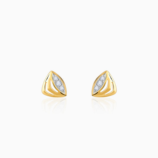 Pure gold geometric diamond earrings with a triangular shape