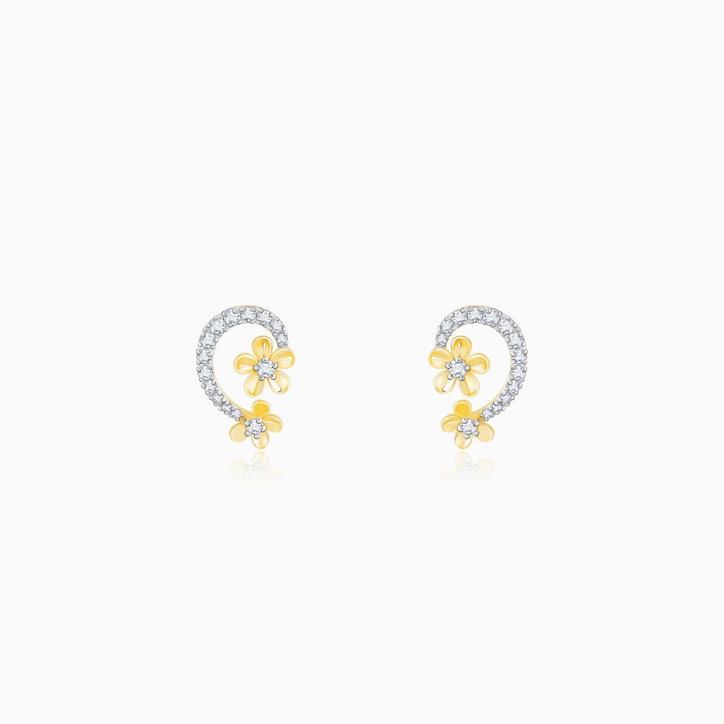 Gold Sumptuous Flower Diamond Earrings