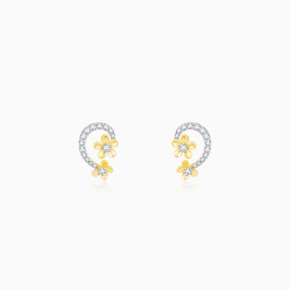 Gold Sumptuous Flower Diamond Earrings