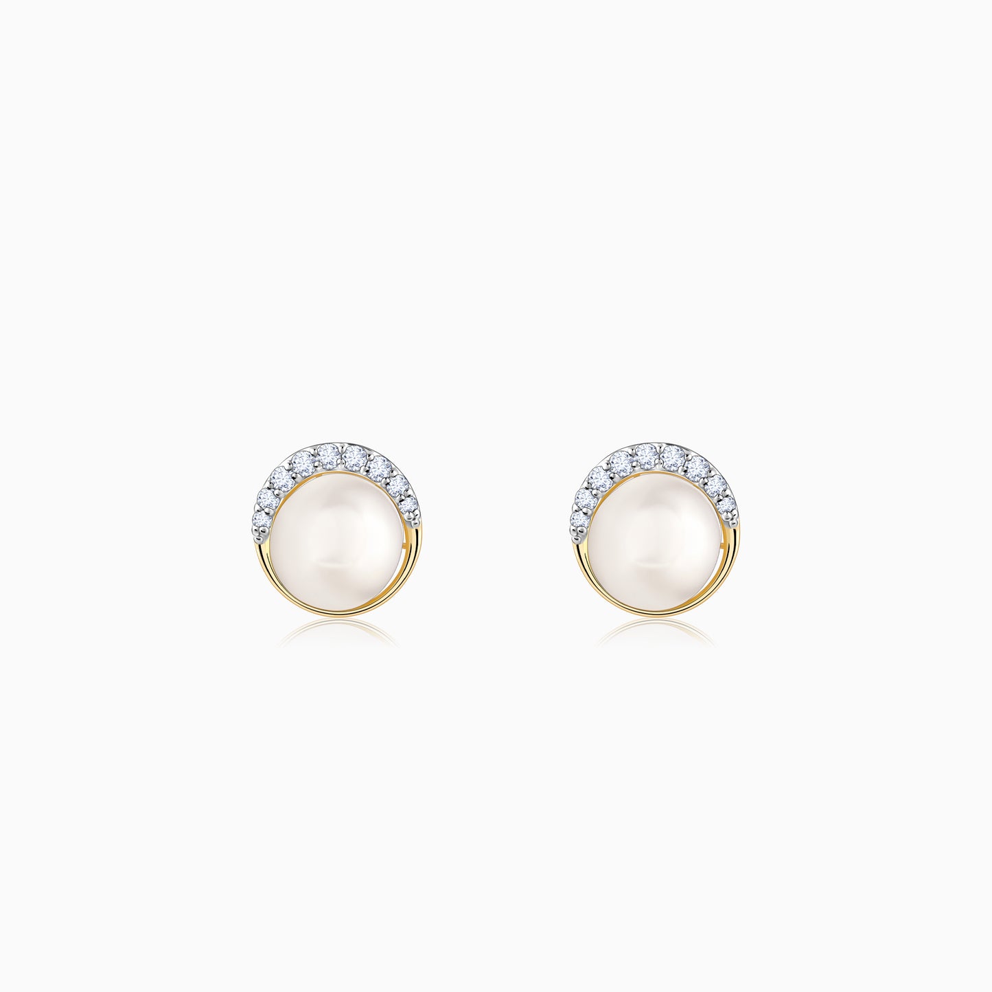 Gold Graceful Pearl Diamond Studs