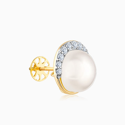 Gold Graceful Pearl Diamond Studs