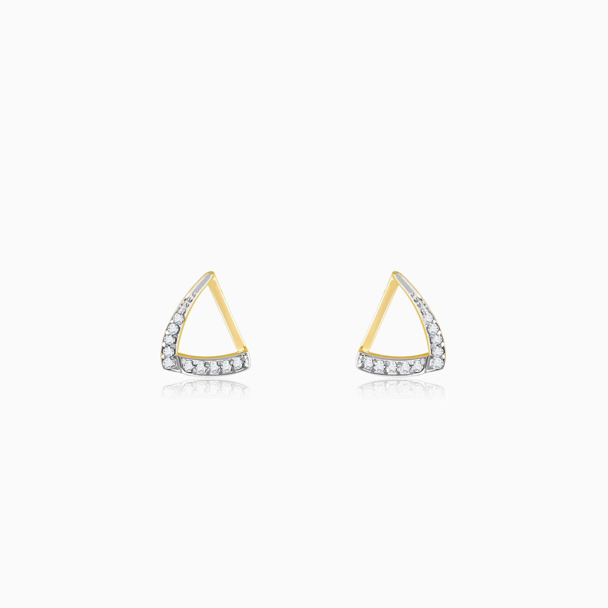 925 Sterling Silver Gold Plated Minimalist CZ Triangle Stud Earring –  Giorgio Bergamo