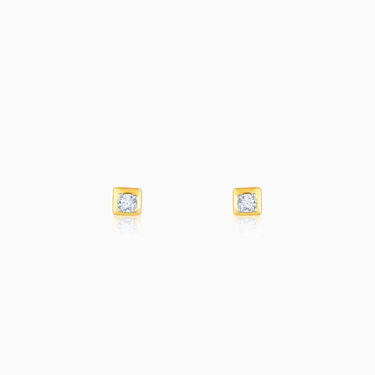 Gold Fair and Square Diamond Earrings