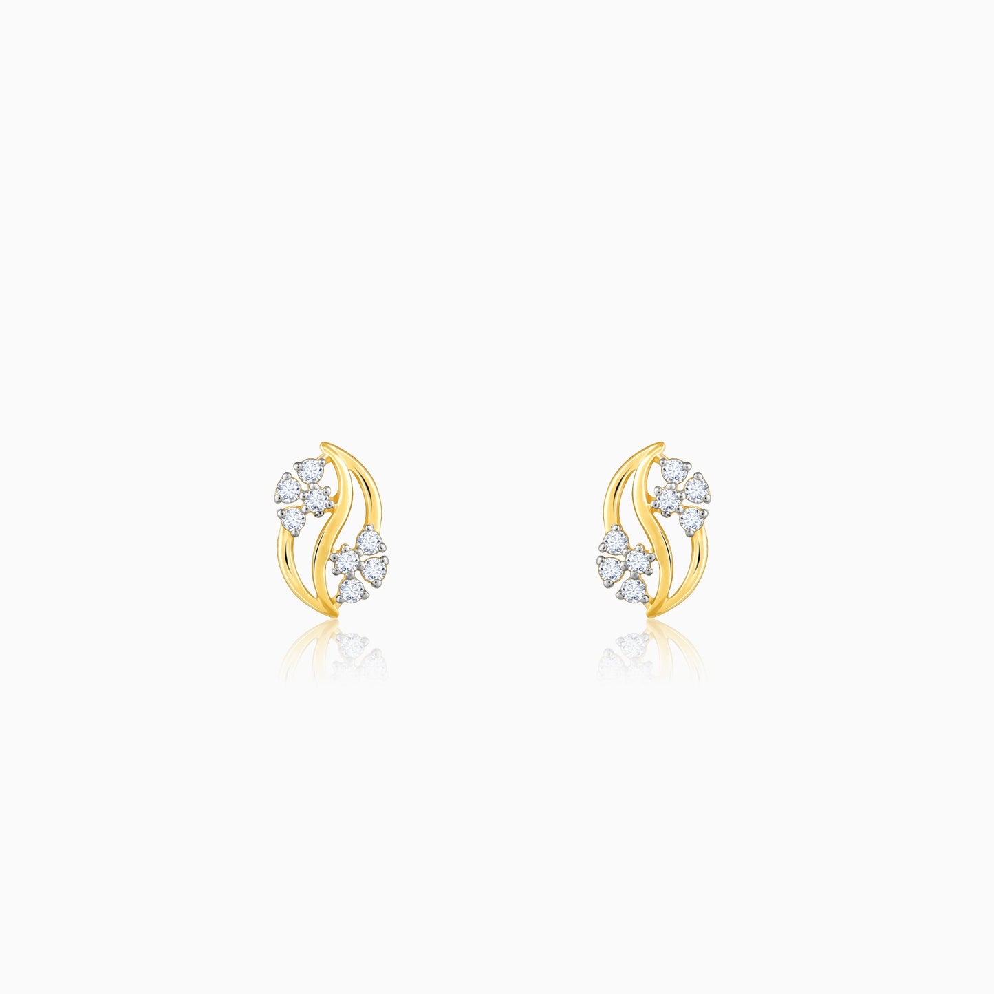 Gold Flower Weave Diamond Earrings