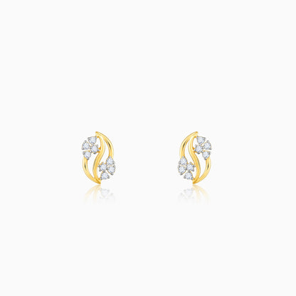 Gold Flower Weave Diamond Earrings