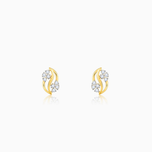 Gold Flower Weave Diamond Earrings