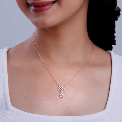 Rose Gold Floral Glimmer Diamond Necklace