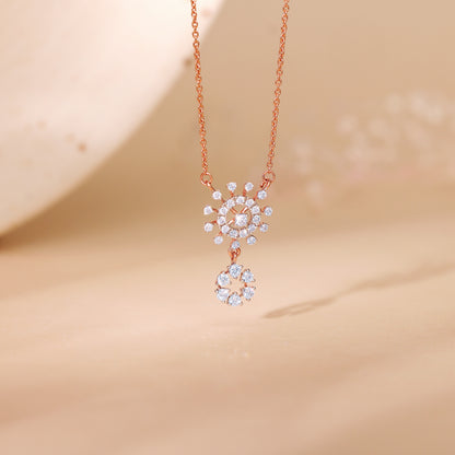 Rose Gold Floral Glimmer Diamond Necklace