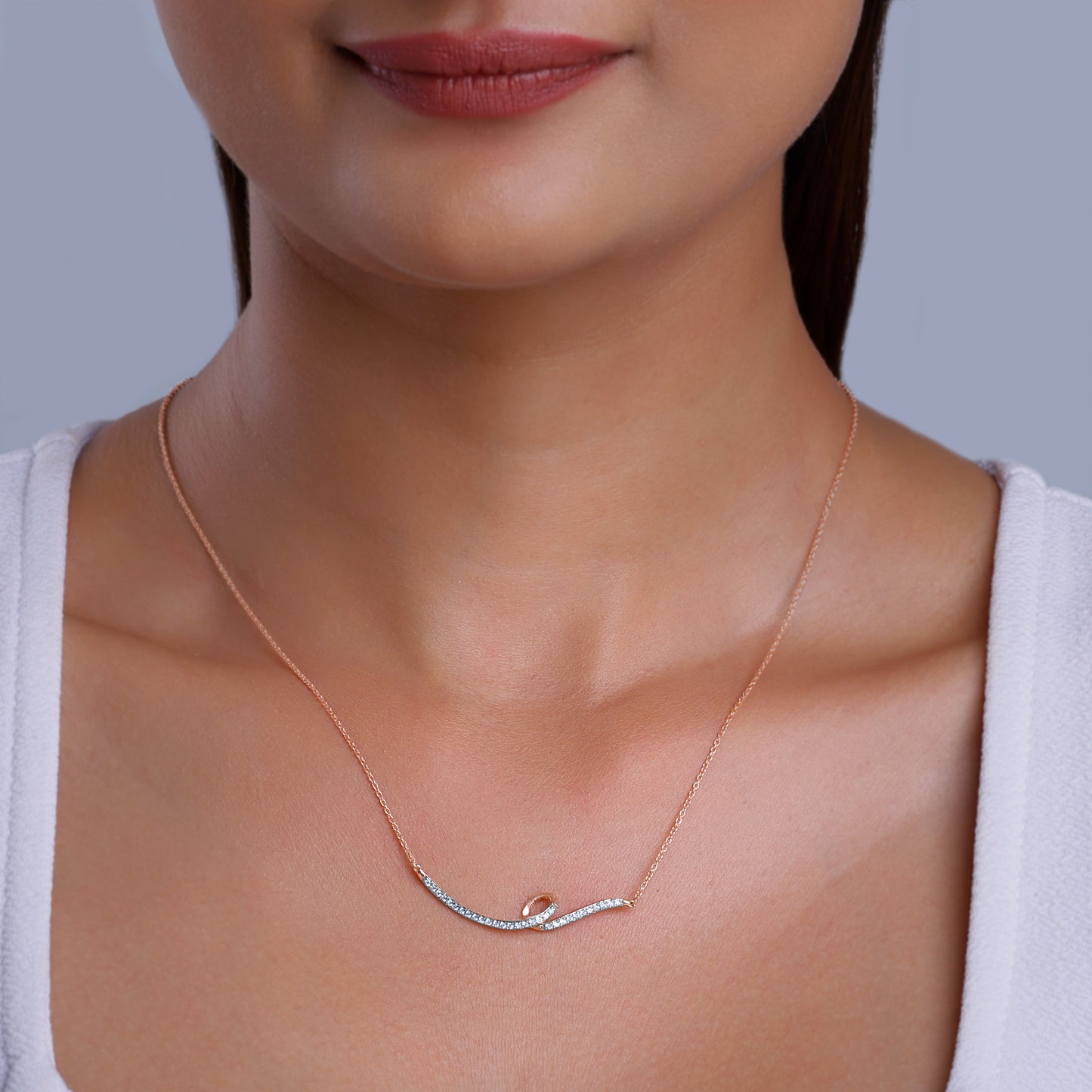 Rose Gold Swirl Diamond Necklace