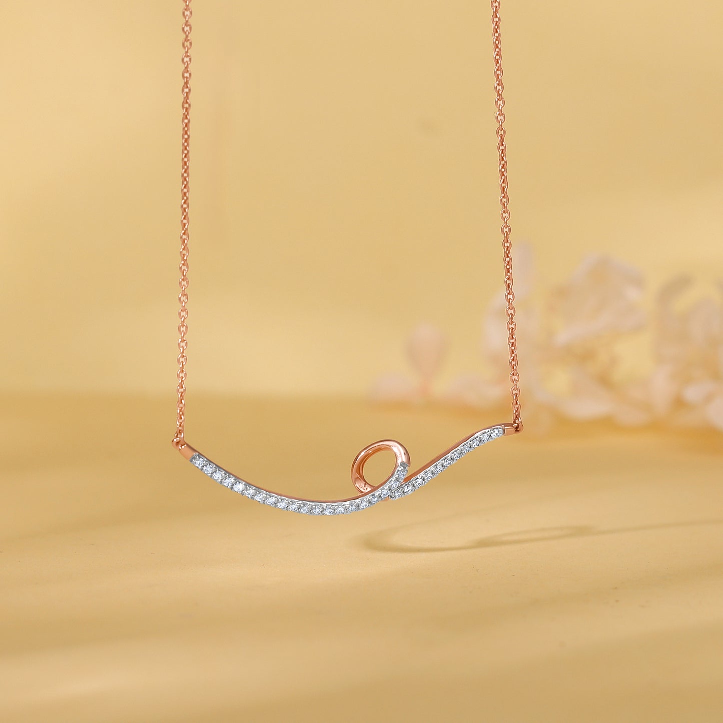 Rose Gold Swirl Diamond Necklace