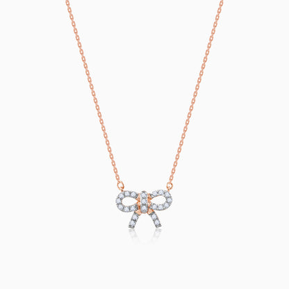 Rose Gold Lovely Bow Diamond Necklace