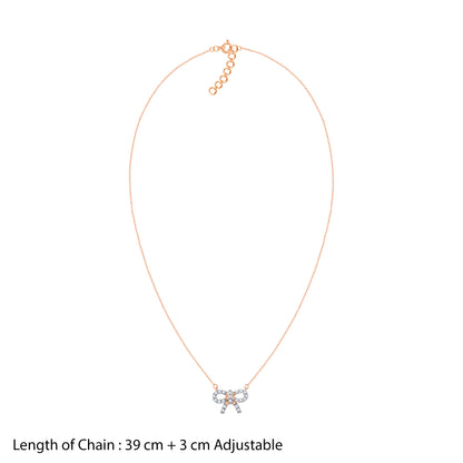 Rose Gold Lovely Bow Diamond Necklace