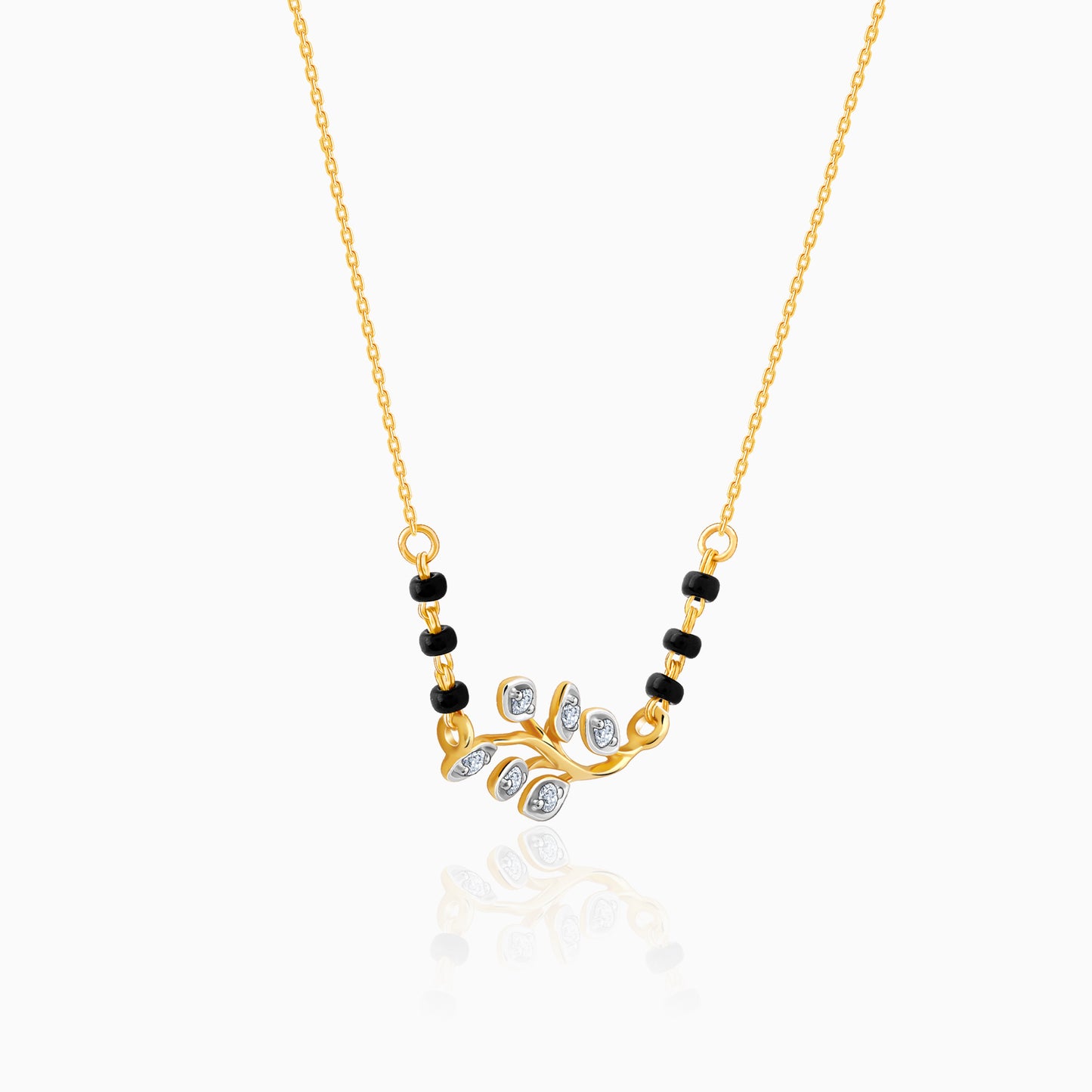 Gold Leaf Diamond Mangalsutra