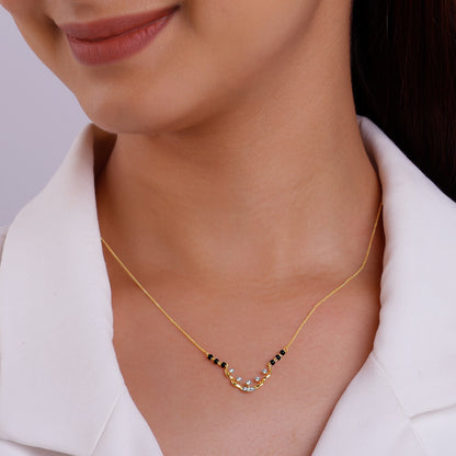 Gold Arched Diamond Mangalsutra