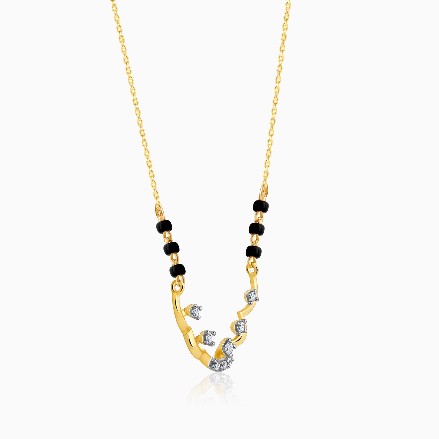 Gold Arched Diamond Mangalsutra