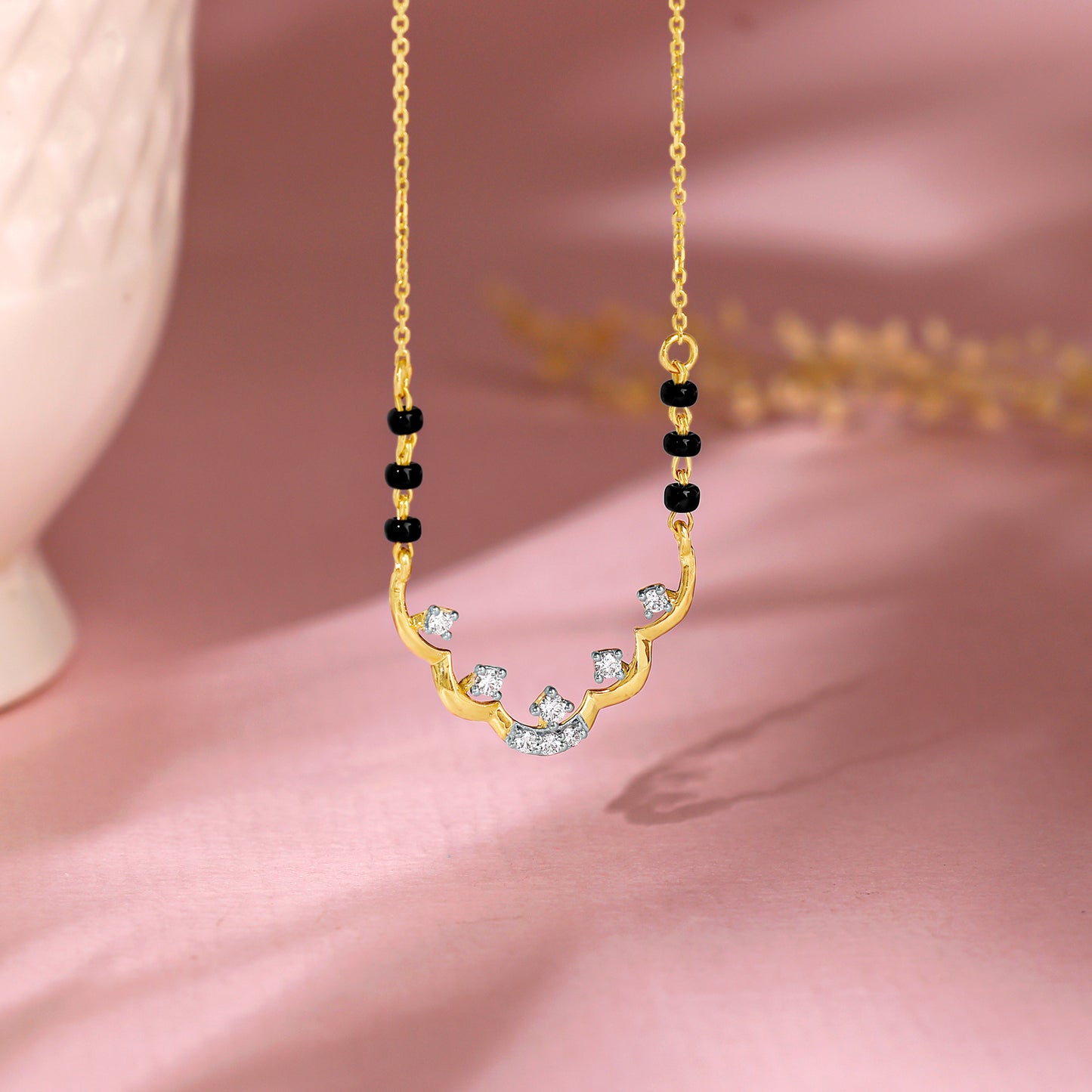 Gold Arched Diamond Mangalsutra