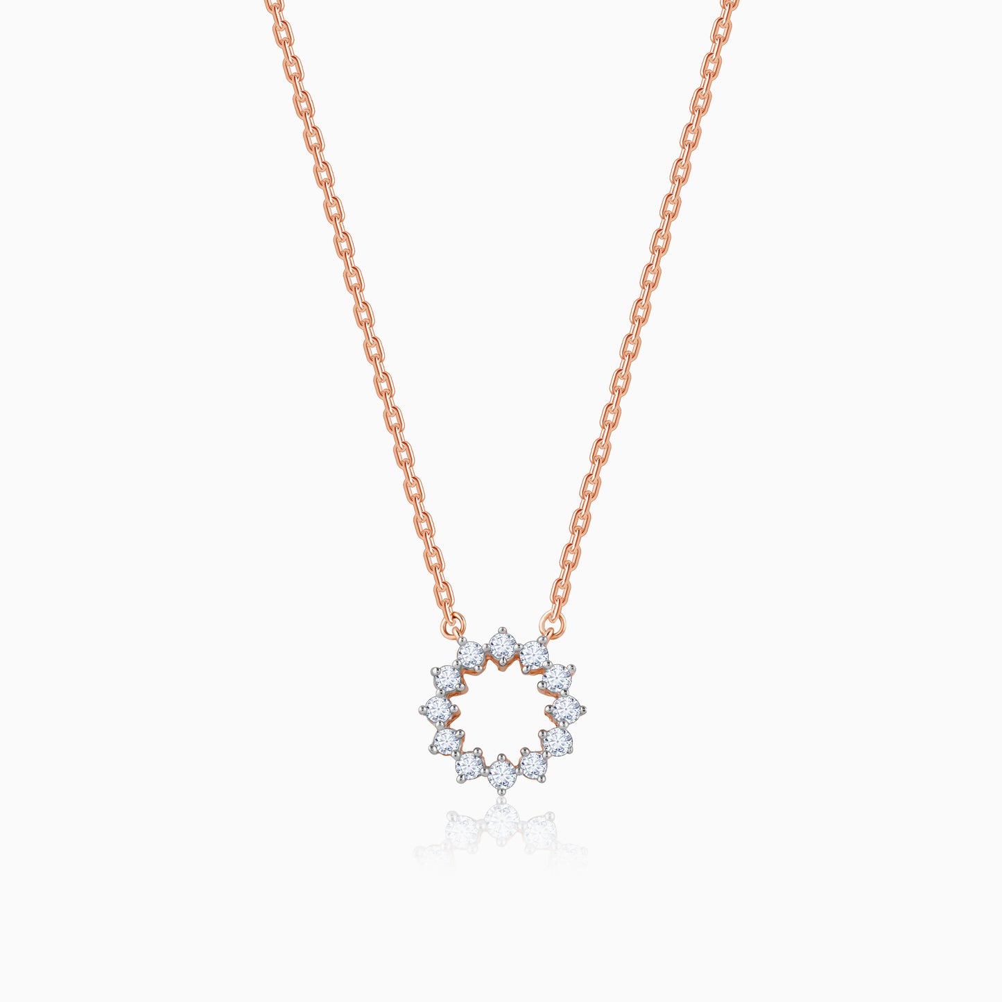 Rose Gold Aureole Diamond Necklace