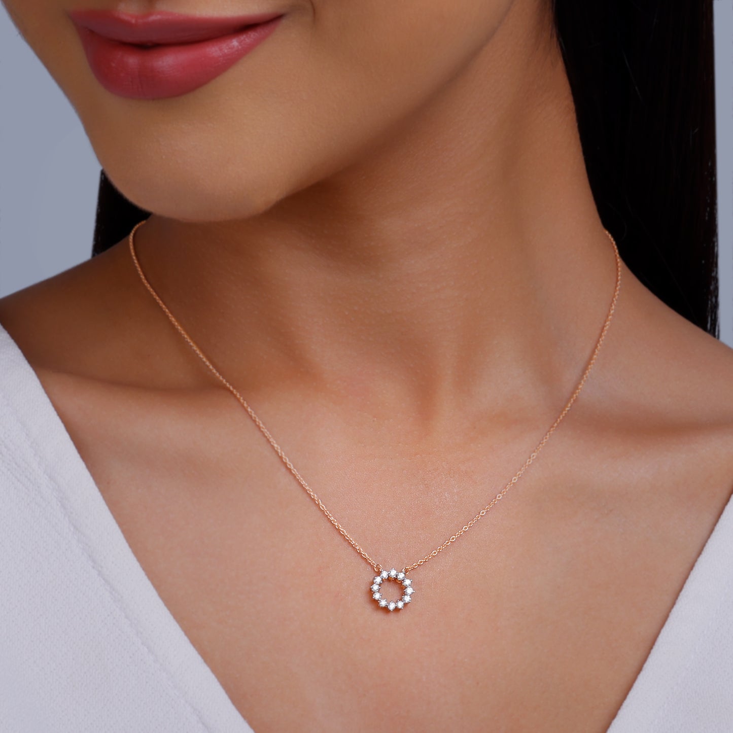 Rose Gold Aureole Diamond Necklace