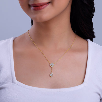 Gold Glam Drop Diamond Necklace