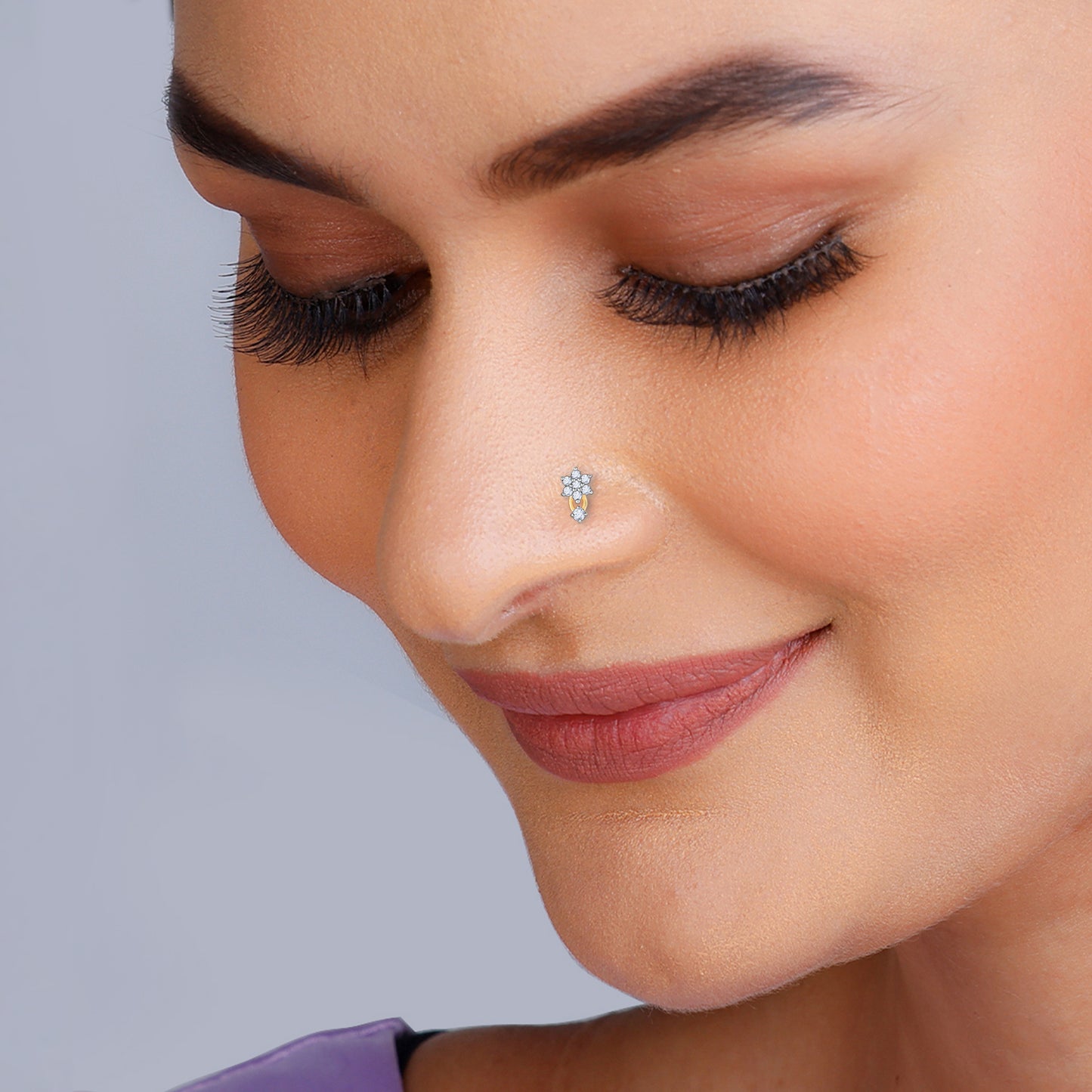 Gold Dreamy Floral Diamond Nose Pin