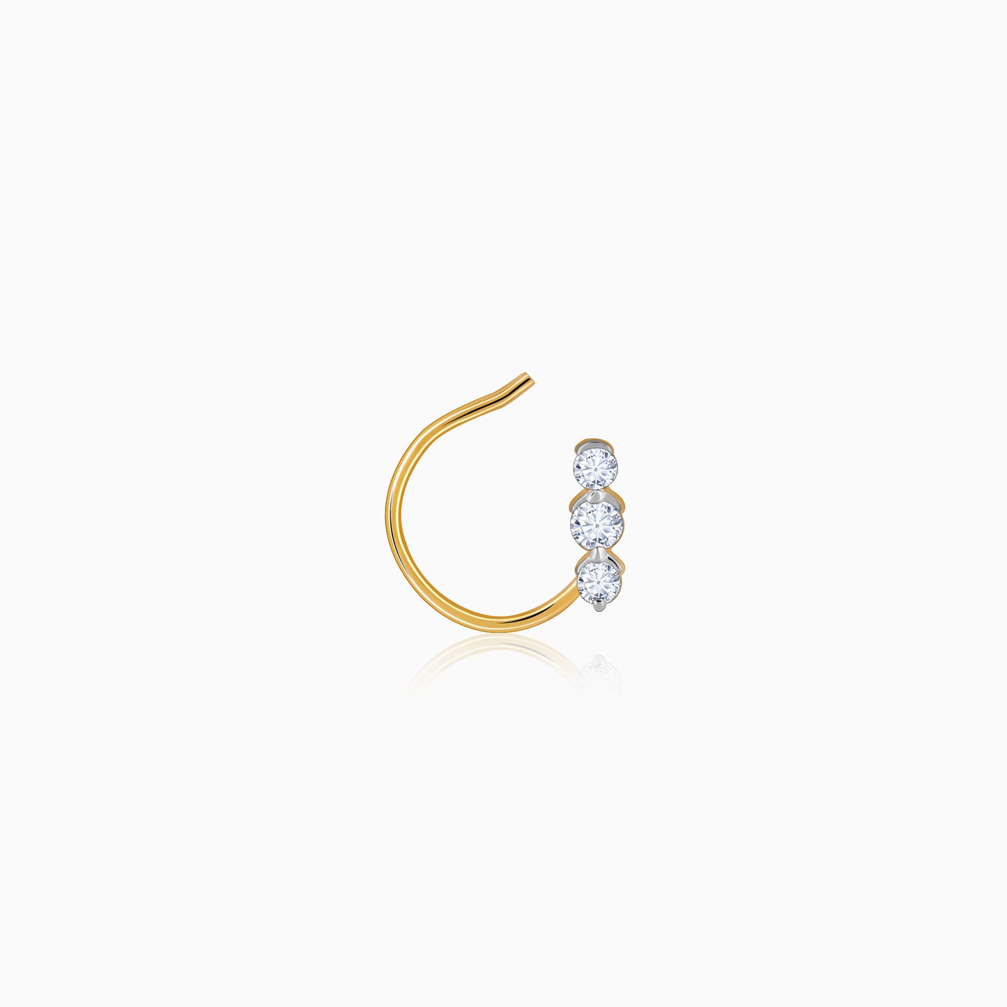 Gold Trio Diamond Nose Pin