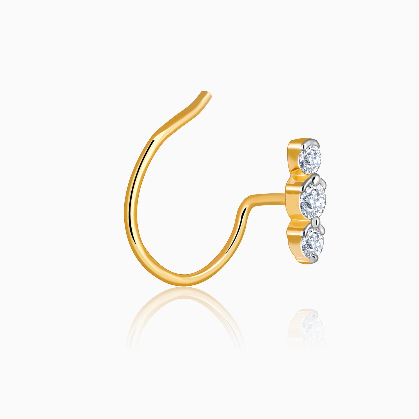 Gold Trio Diamond Nose Pin