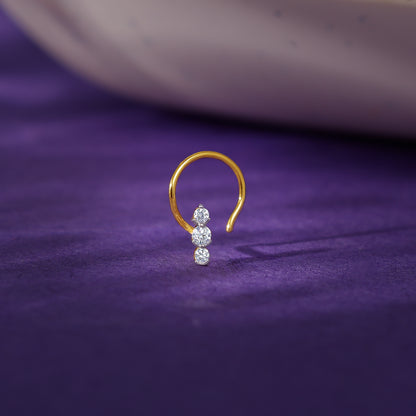 Gold Trio Diamond Nose Pin