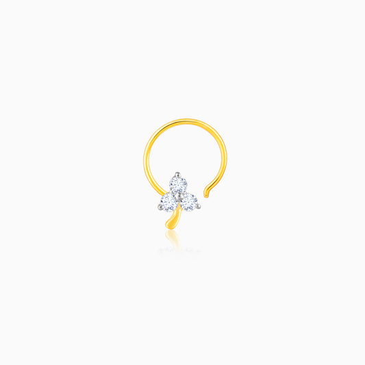 Gold Bloom In Love Diamond Nose Pin