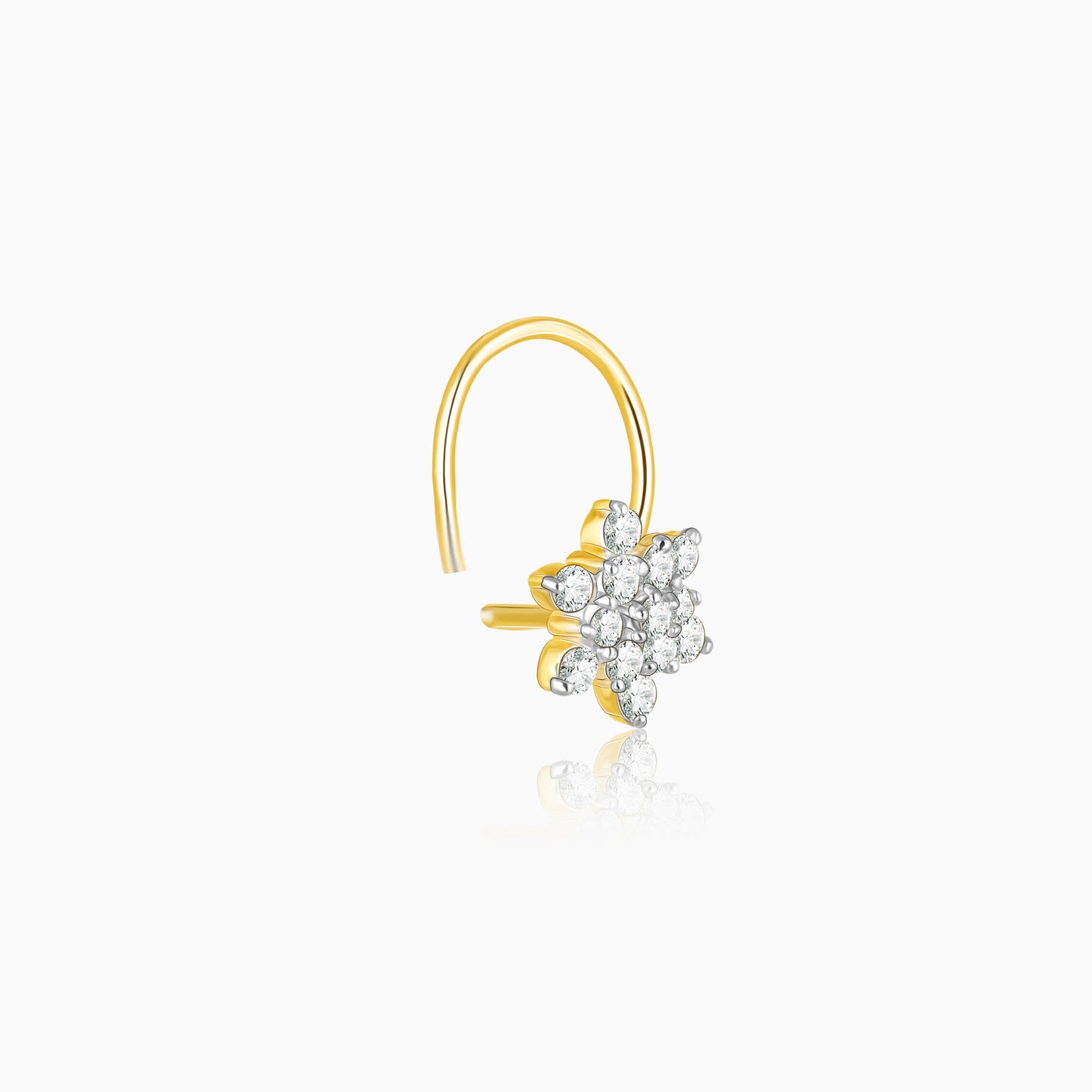 Gold Shining Star Diamond Nose Pin