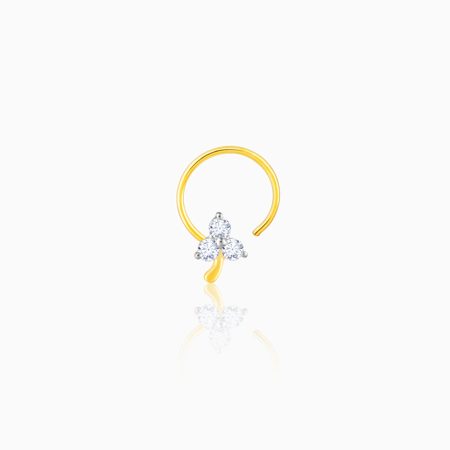 Gold Blossom In Love Diamond Nose Pin