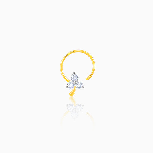 Gold Blossom In Love Diamond Nose Pin