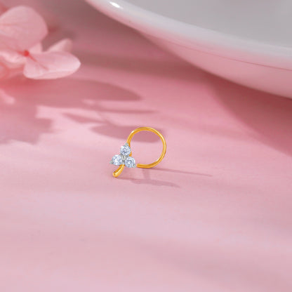 Gold Blossom In Love Diamond Nose Pin