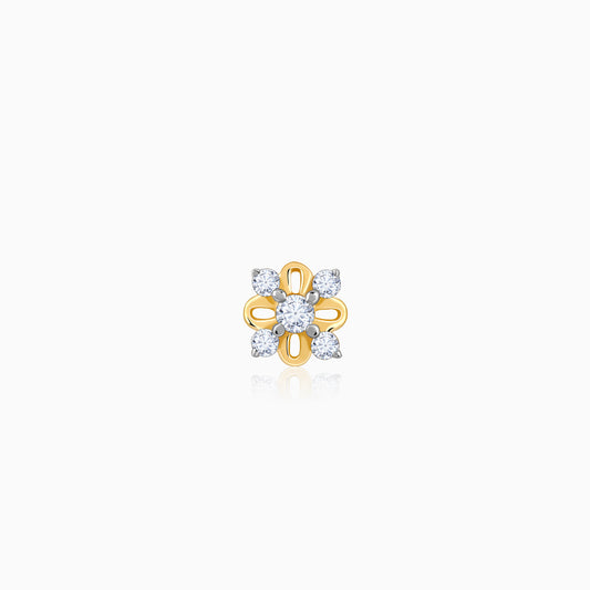 Gold Graceful Bloom Diamond Nose Pin