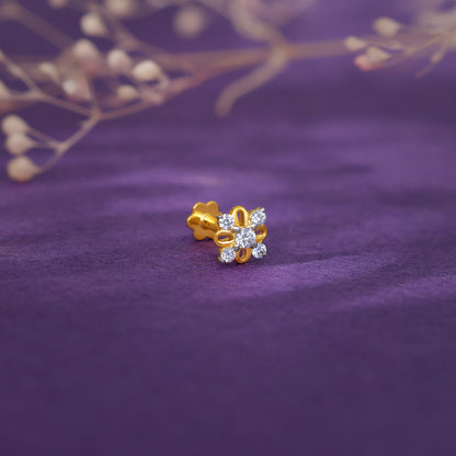 Gold Graceful Bloom Diamond Nose Pin