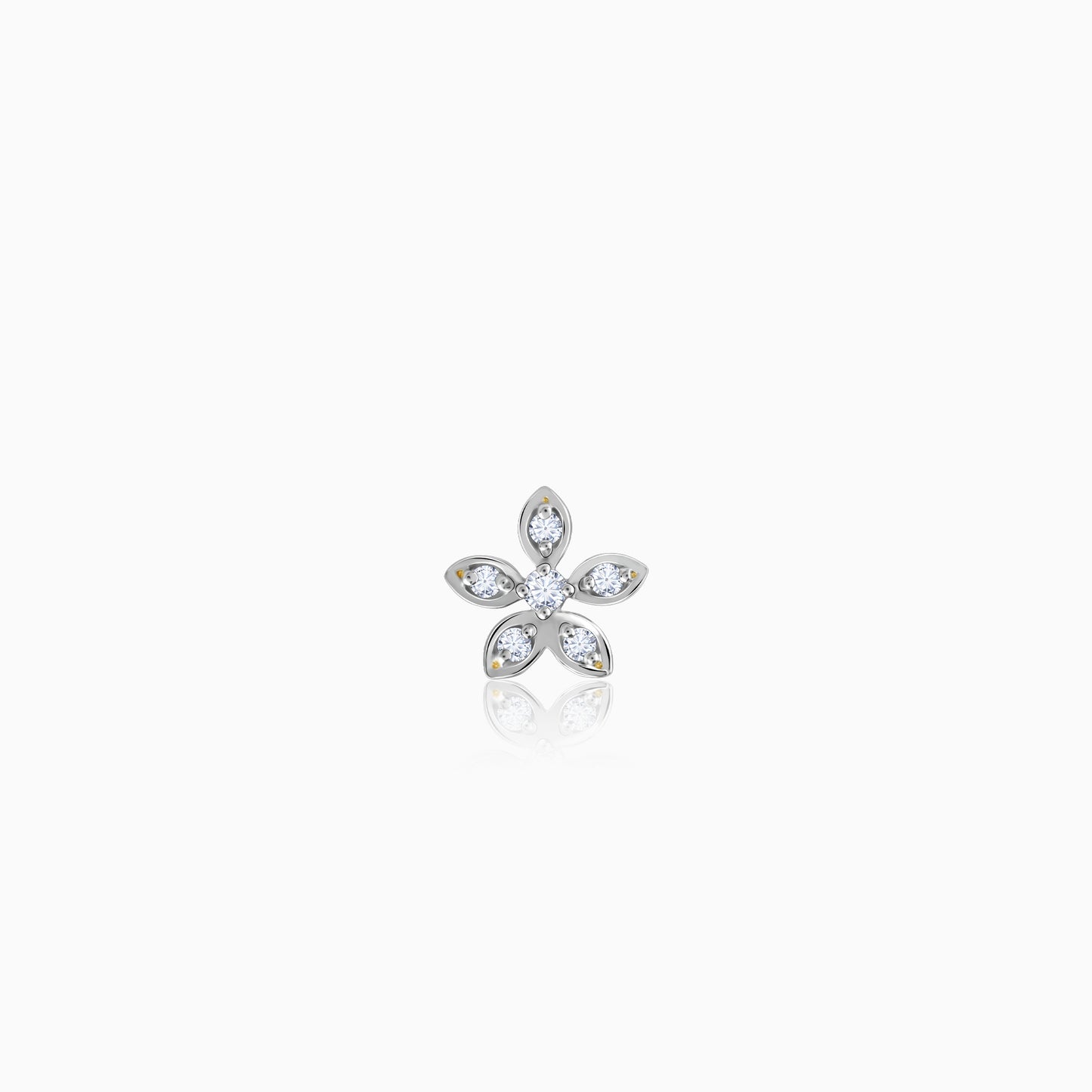 Gold Shinning Floral Diamond Nose Pin