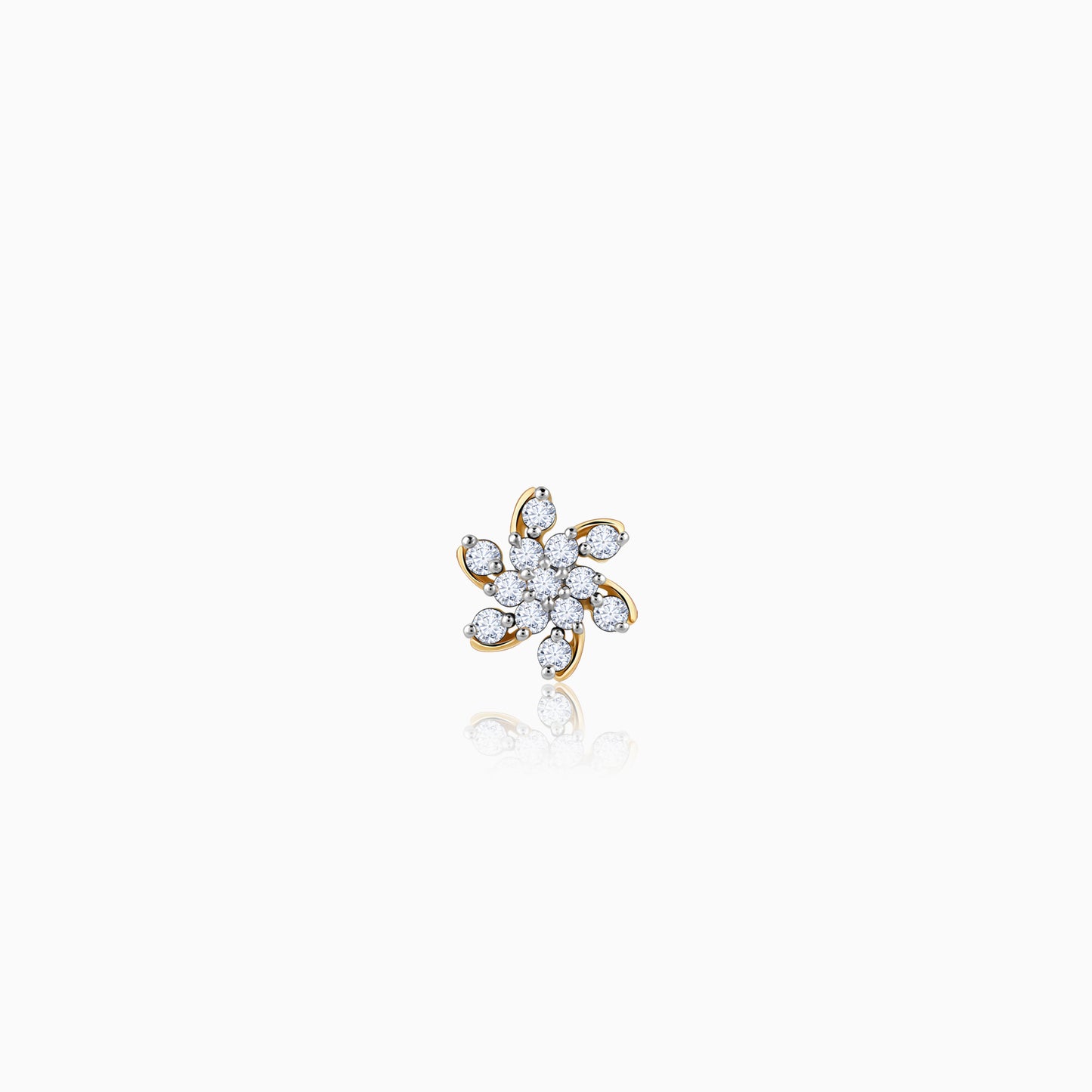 Gold Magnificent Flower Diamond Nose Pin