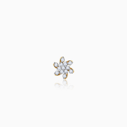 Gold Magnificent Flower Diamond Nose Pin