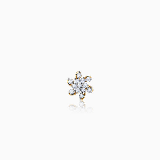 Gold Magnificent Flower Diamond Nose Pin