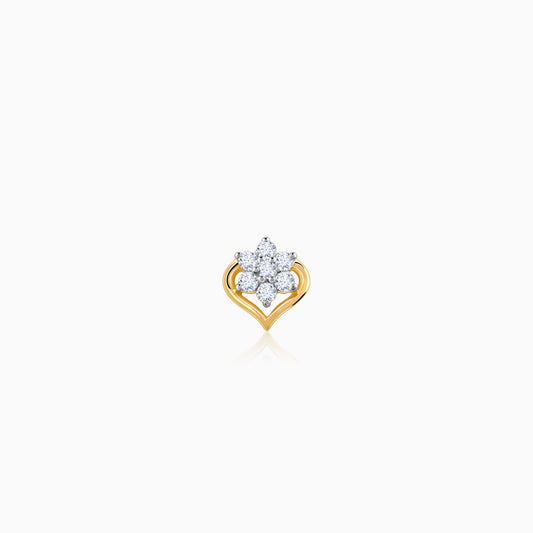 Gold Leaflet Shine Diamond Nose Pin