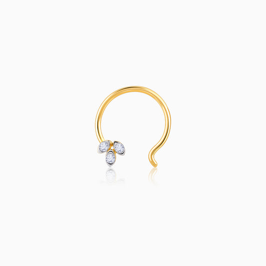 Gold Petal Symphony Diamond Nose Pin