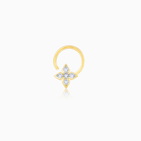 Gold Gilded Petals Diamond Nose Pin