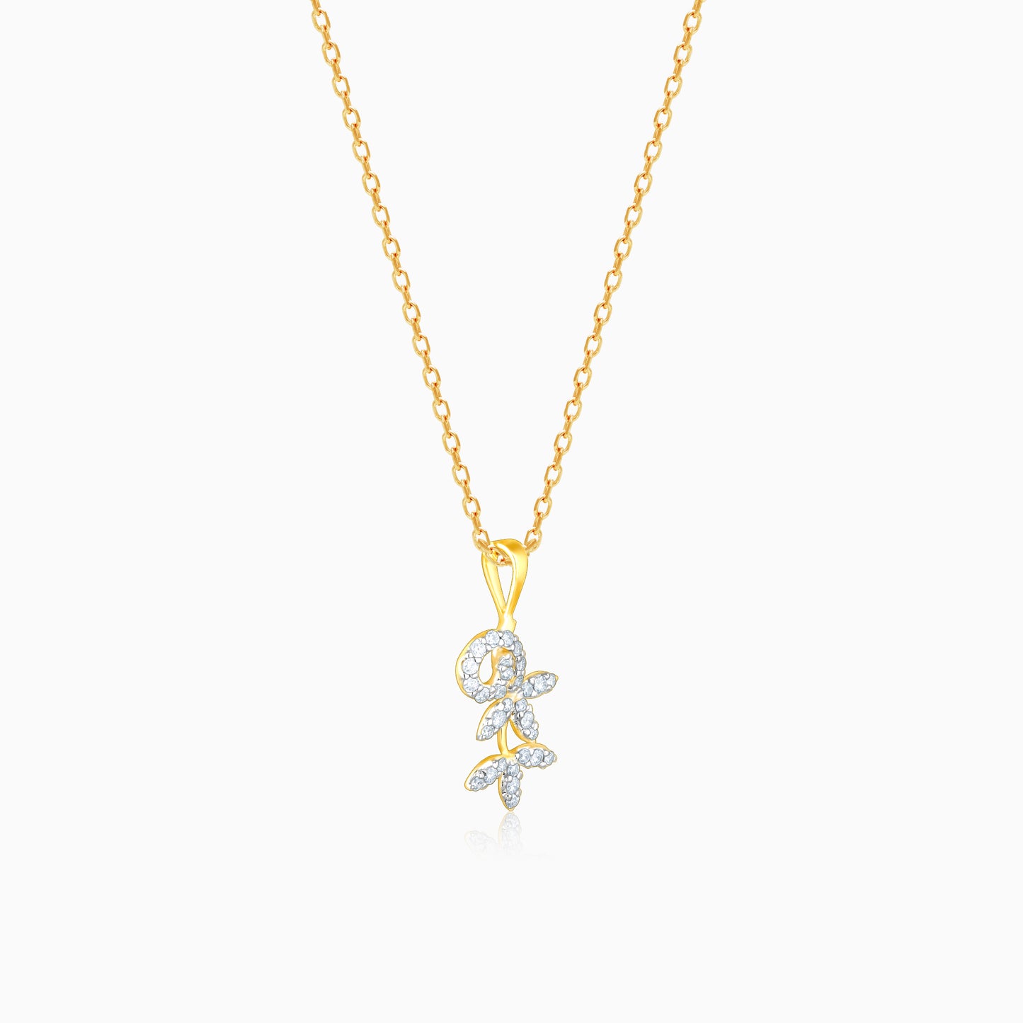 Gold Elegant Floral Diamond Pendant