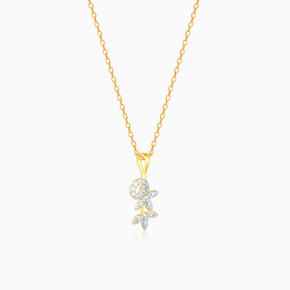 Gold Elegant Floral Diamond Pendant