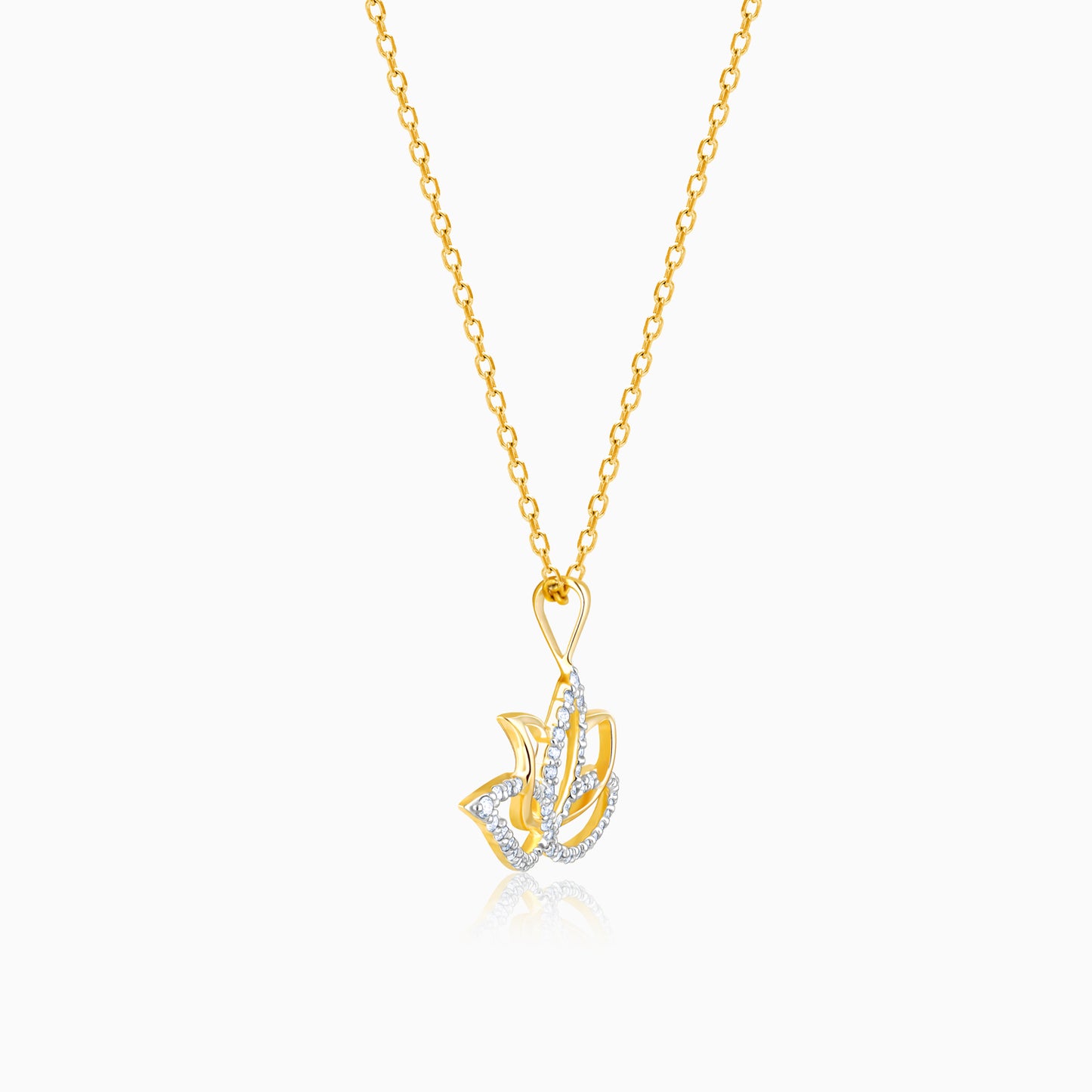 Gold Mystic Lotus Diamond Pendant