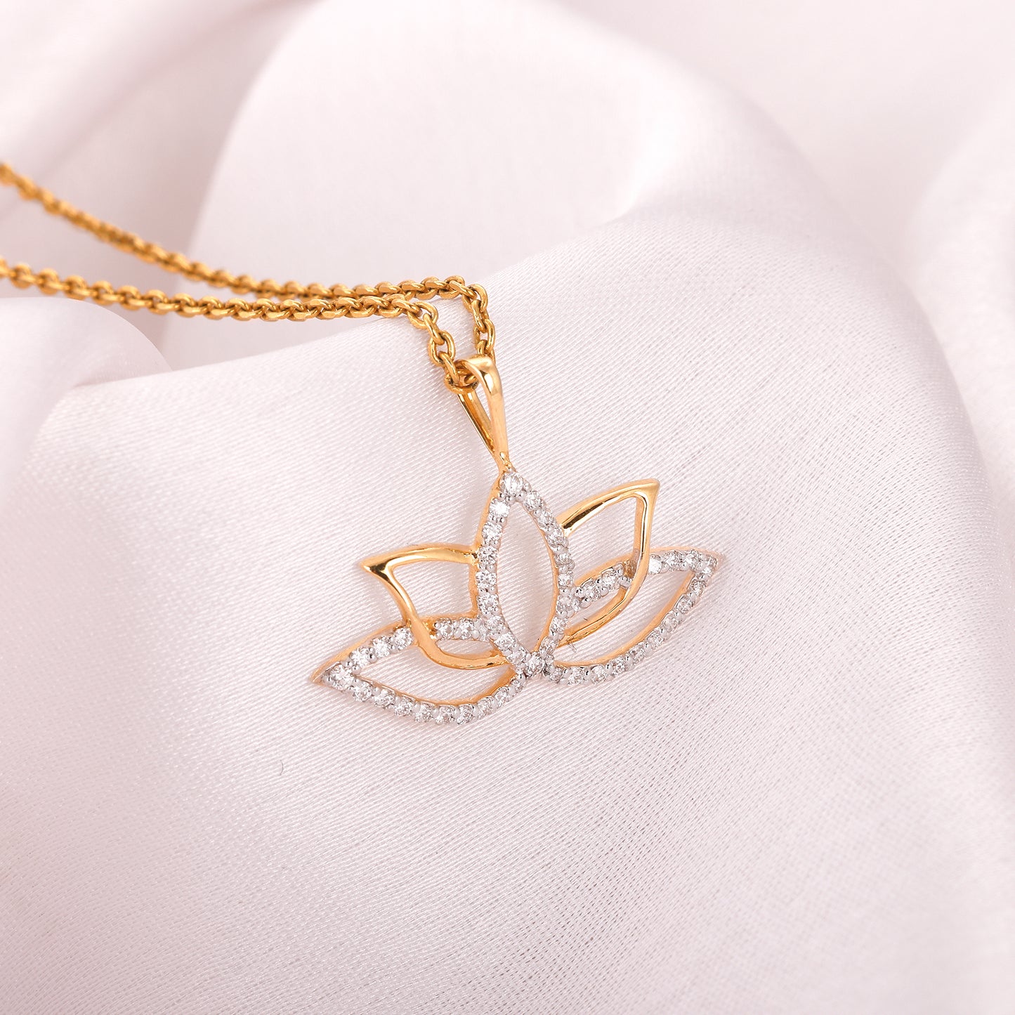 Gold Mystic Lotus Diamond Pendant