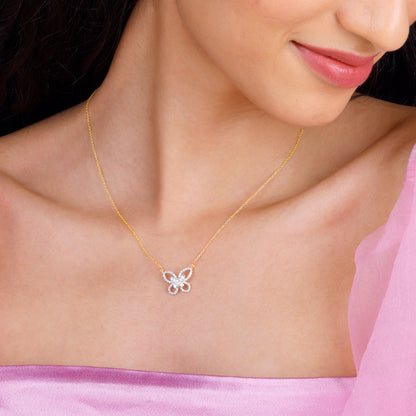 Gold Captivating Butterfly Diamond Necklace