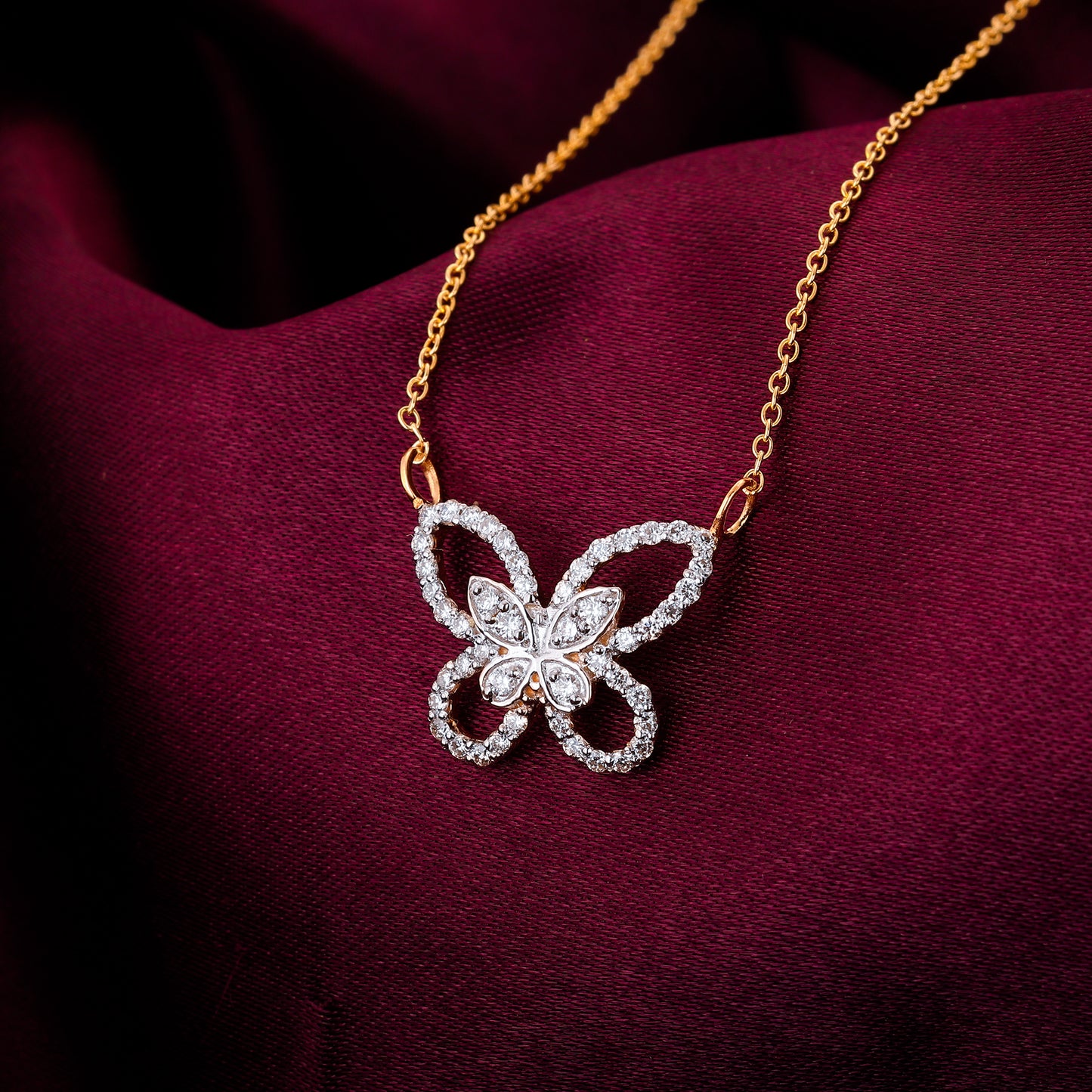 Gold Captivating Butterfly Diamond Necklace