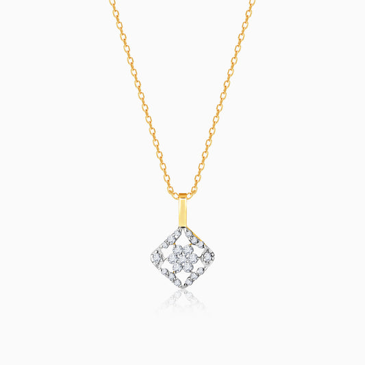 Gold Square Enigma Diamond Pendant