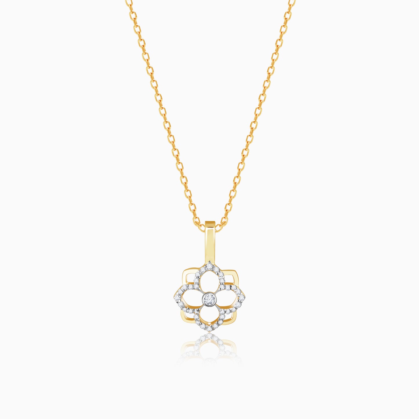 Gold Gracious Flower Diamond Pendant